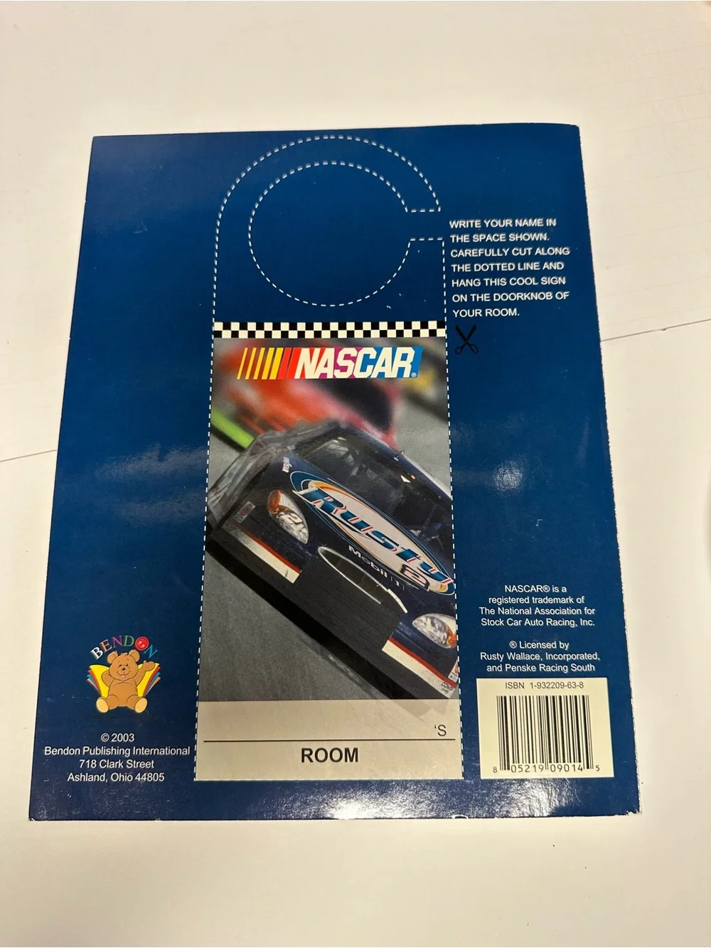 Rusty Wallace Nascar Jumbo Coloring and Activity Book from 2003
